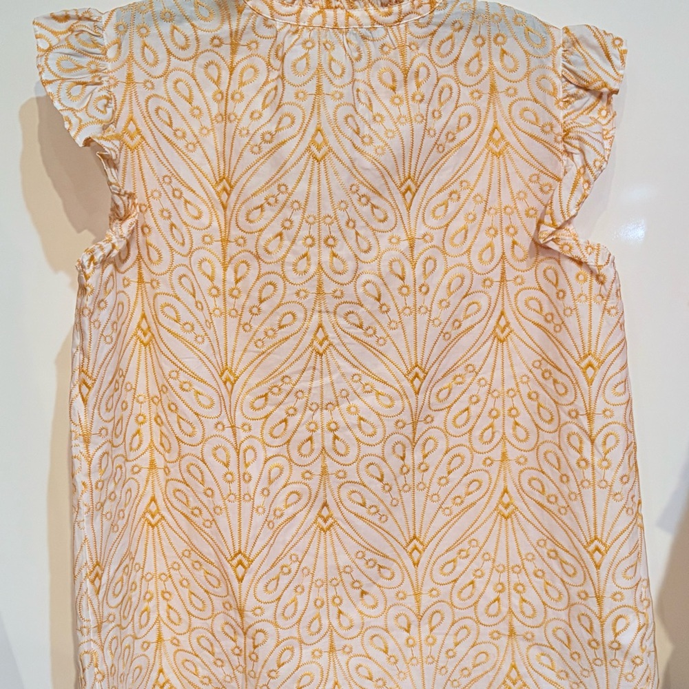 Women's Ruffled Sleeve Top - Yellow Pattern - Picture 4 of 10